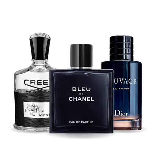Kit Natal - 3 Perfumes Creed AVENTUS, BLEU DE CHANEL e Dior SAUVAGE 100ml