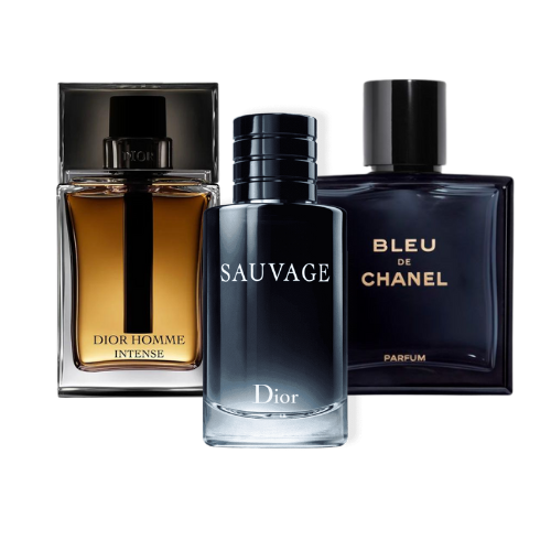 Kit Natal - 3 Perfumes Sauvage Dior, Bleu de Chanel, e Dior Homme Intense 100ml