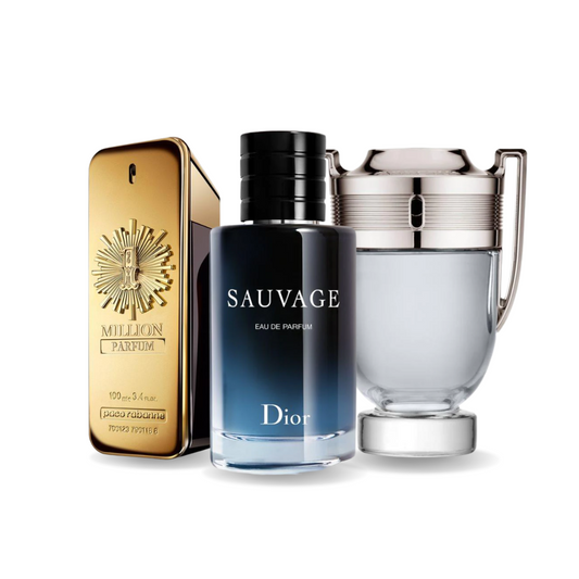 Kit Natal - 3 Perfumes Paco Rabanne ONE MILLION, Dior SAUVAGE e Paco Rabanne INVICTUS 100ml