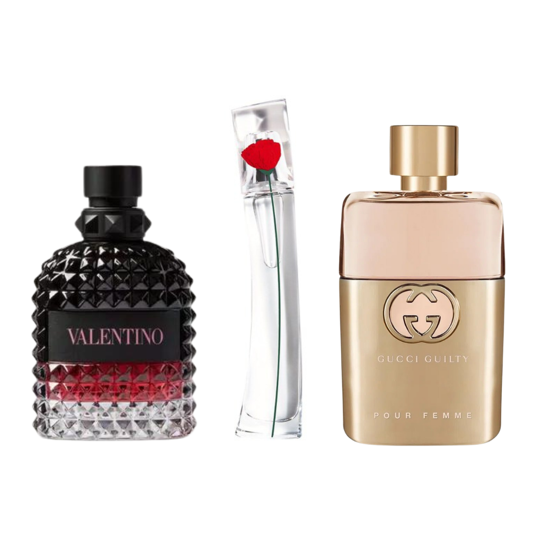 Kit Natal - 3 Perfumes Gucci Guilt, Valentini Intense, e Flower Kenzo 100ml