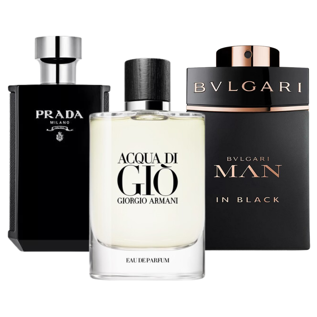 Kit Natal - 3 Perfumes Bvlgari In Black, Giorgio Armani Acqua Di Gio, e L'Homme Prada Intense 100ml
