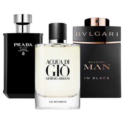 Kit Natal - 3 Perfumes Bvlgari In Black, Giorgio Armani Acqua Di Gio, e L'Homme Prada Intense 100ml