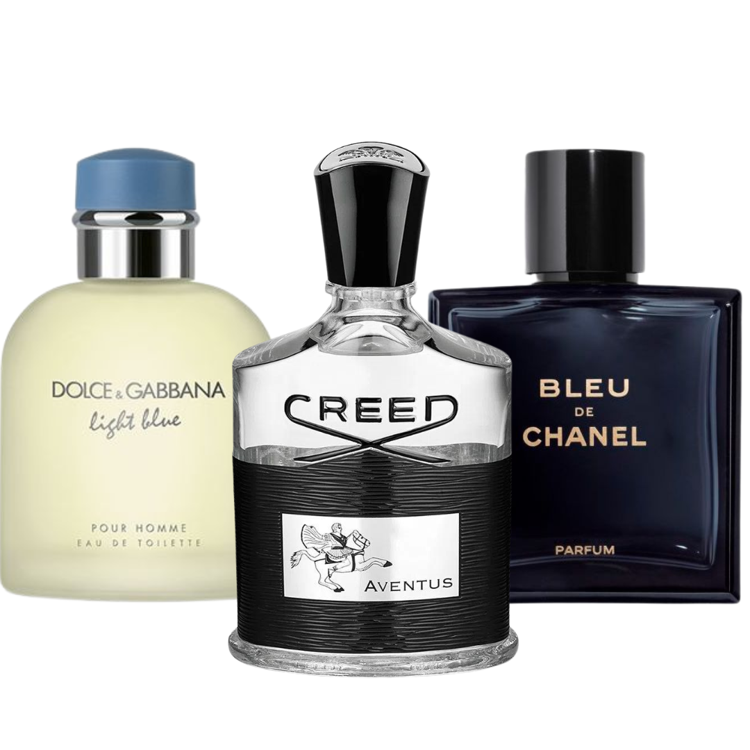 Kit Natal - 3 Perfumes Bleu de Chanel, Creed Aventus, e Light Blue Dolce Gabbana 100ml