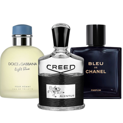 Kit Natal - 3 Perfumes Bleu de Chanel, Creed Aventus, e Light Blue Dolce Gabbana 100ml